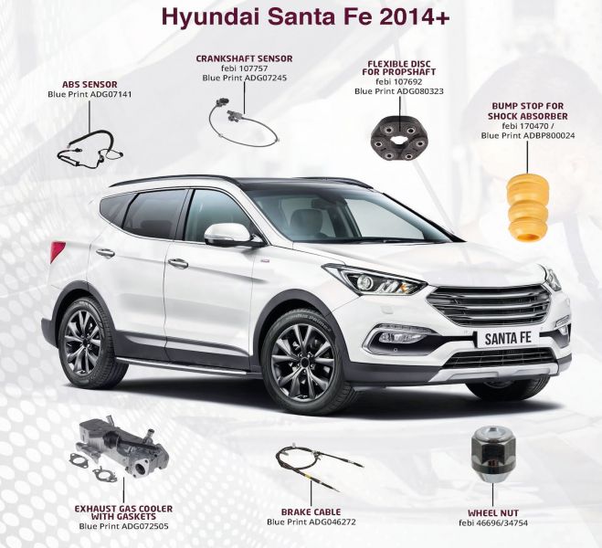 febi and Blue Print, have carried out detailed analysis of Santa Fe parts demand and identified several in-demand parts that garages will commonly request
