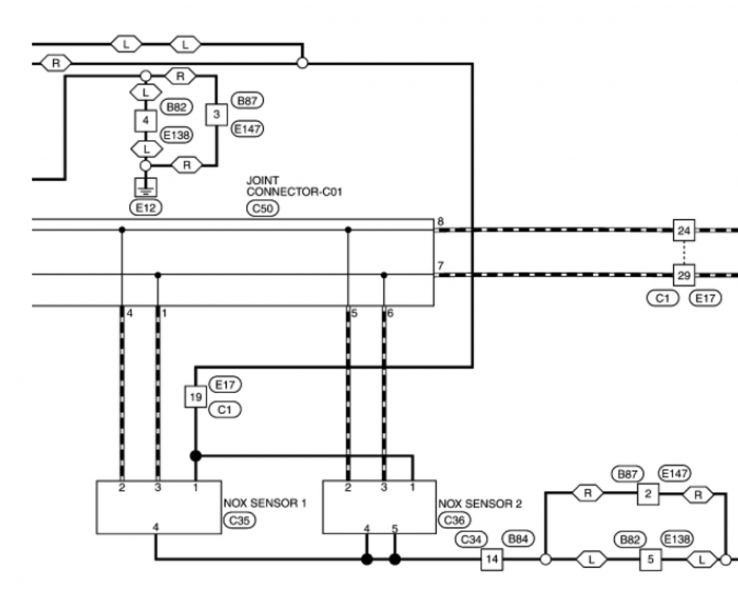 Wiring diagram of the Navara’s NOx sensors 