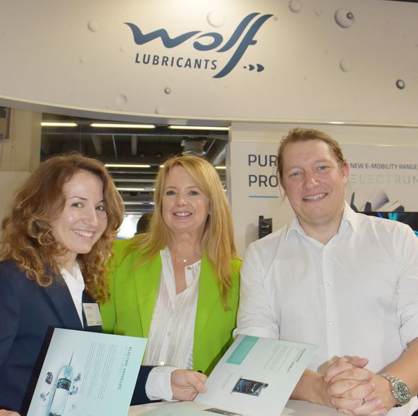 Alisa Nadezhkina Sales Support & Jonathan Delalu Americas & Europe Sales Director WOLF OIL, with Gillian Fanning (Centre) Marketing Manager SERFAC Ltd