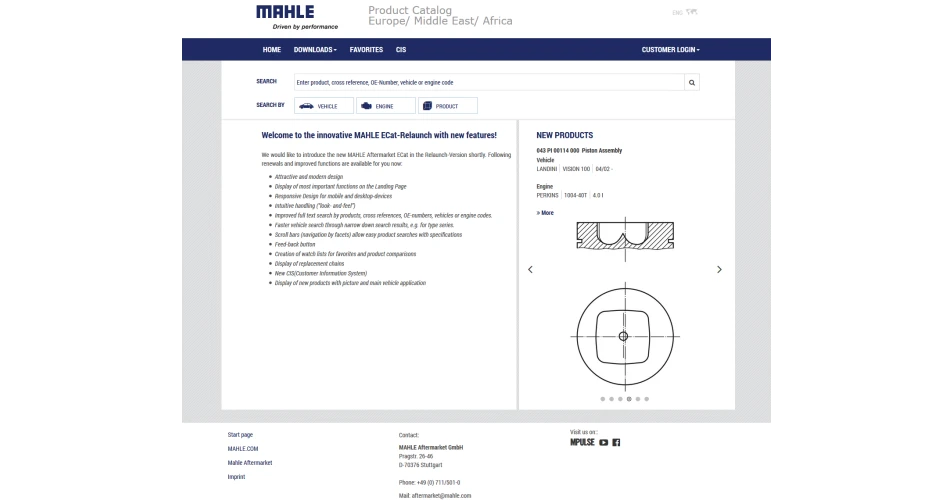 MAHLE re-launches online catalogue with new innovative features 