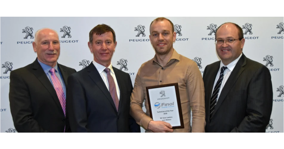 Sean Lawless, Lynn Motors lifts the Peugeot Technician of the Year award