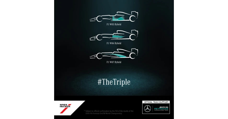 Spies Hecker celebrates MERCEDES AMG PETRONAS F1 Triple 