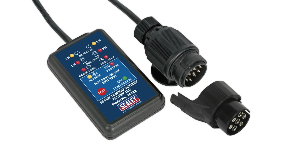 Convenient and compact Towing Socket Tester from Sealey