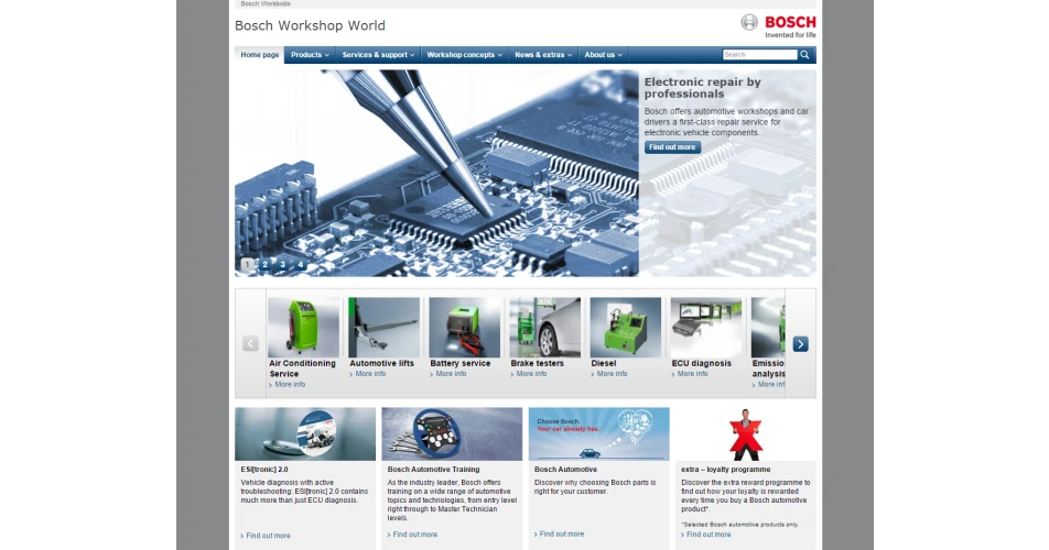 Enhanced parts and workshop websites from Bosch<br />

