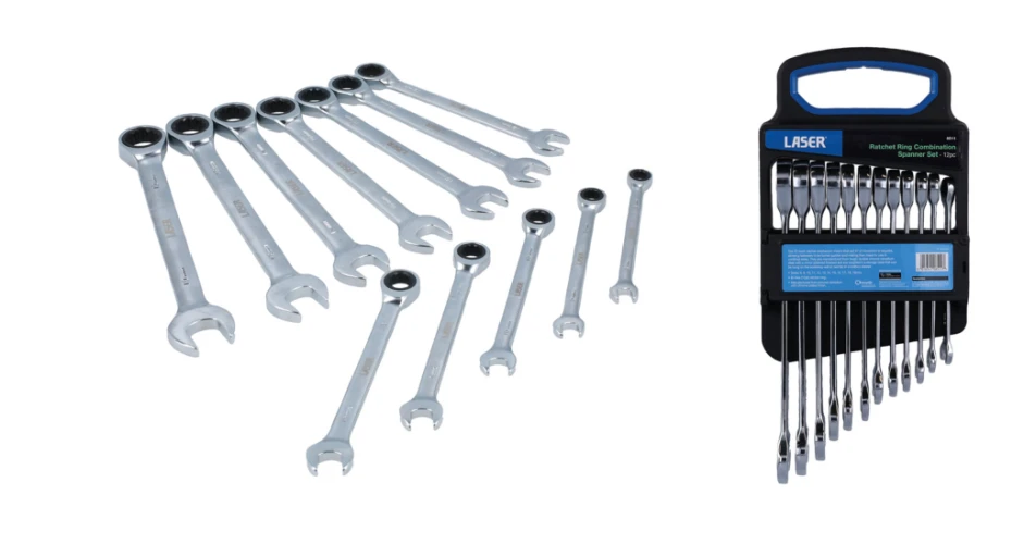 New versatile combination ratchet-ring, open-end spanner set from Laser&nbsp;