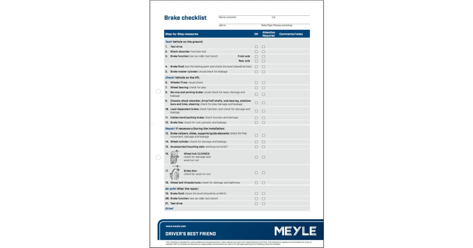 MEYLE brake system checklist 