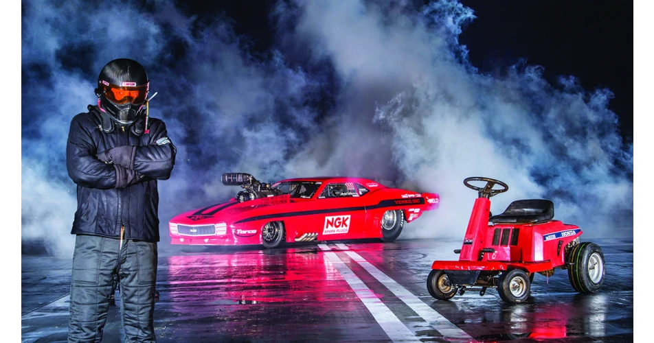 NGK announce lawn mower drag race project 