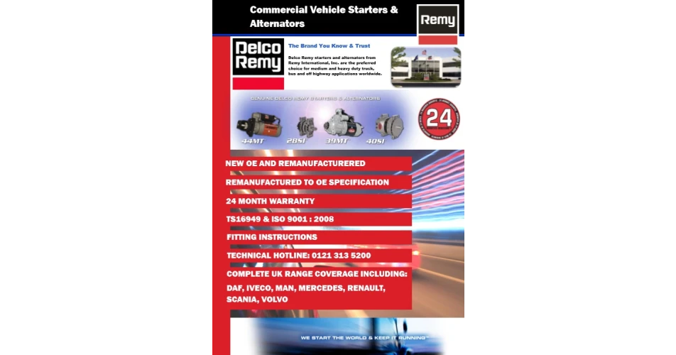 Remy highlights CV Starters and Alternators range