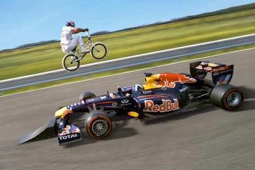 Can a BMX rider jump a moving Formula 1 car?